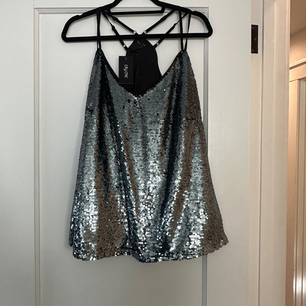City Chic Silver Sequin Camisole